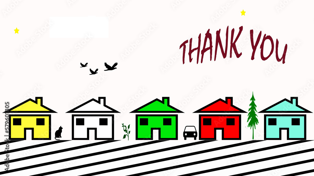 Obraz premium illustration of a house with Creative Thank you text in red color