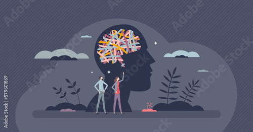 Neuroplasticity or neural plasticity as brain ability to change tiny person concept. New neuron network and transformation after skills learning, experience or psychological stress vector illustration