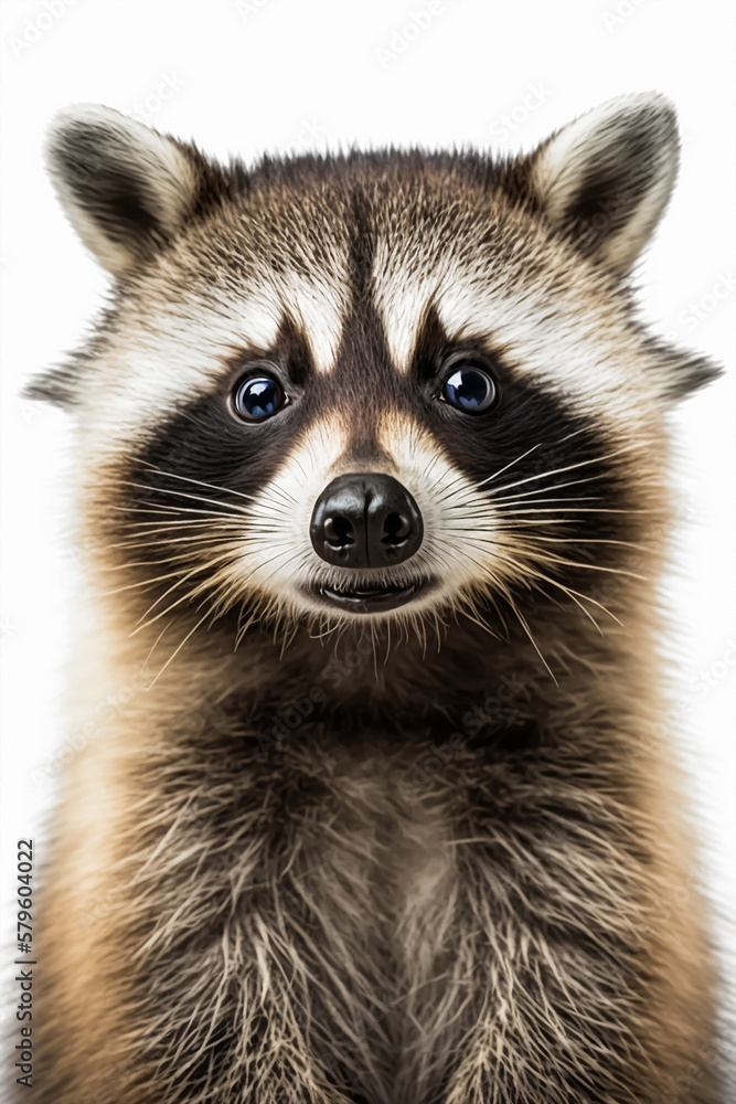 Portrait of a cute funny raccoon. Generative AI
