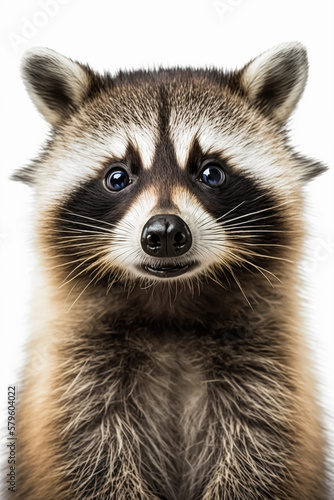 Portrait of a cute funny raccoon. Generative AI © nadunprabodana