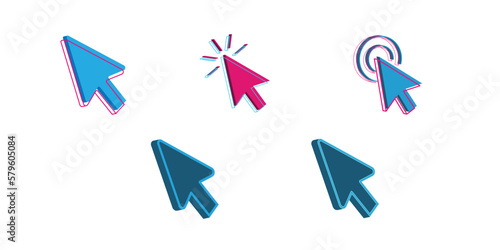 Computer mouse click cursor icon 3d mouse cursor collection
