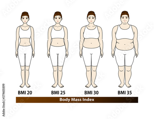 ボディマスインデックス 若い女性の体形変化 ダイエットのビフォーアフター イラスト ベクター