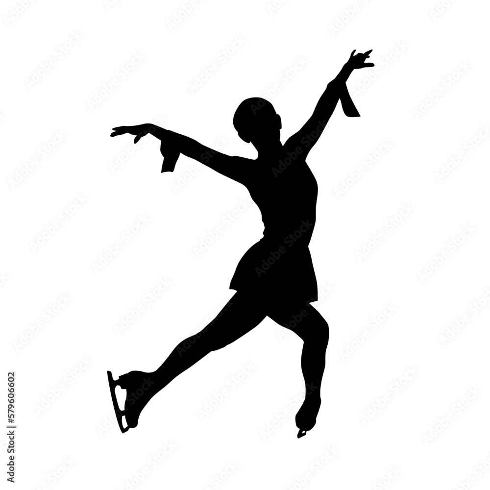 figure skater girl silhouette showing skating dance pose performance. Vector illustration icon symbol figure skater girl silhouette showing skating dance pose performance. Vector illustration icon symbol