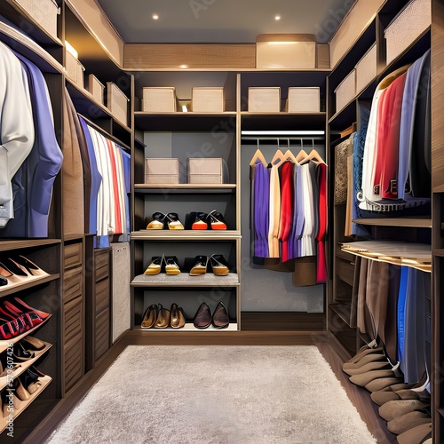 A walk in closet with many shoes 3_SwinIRGenerative AI
