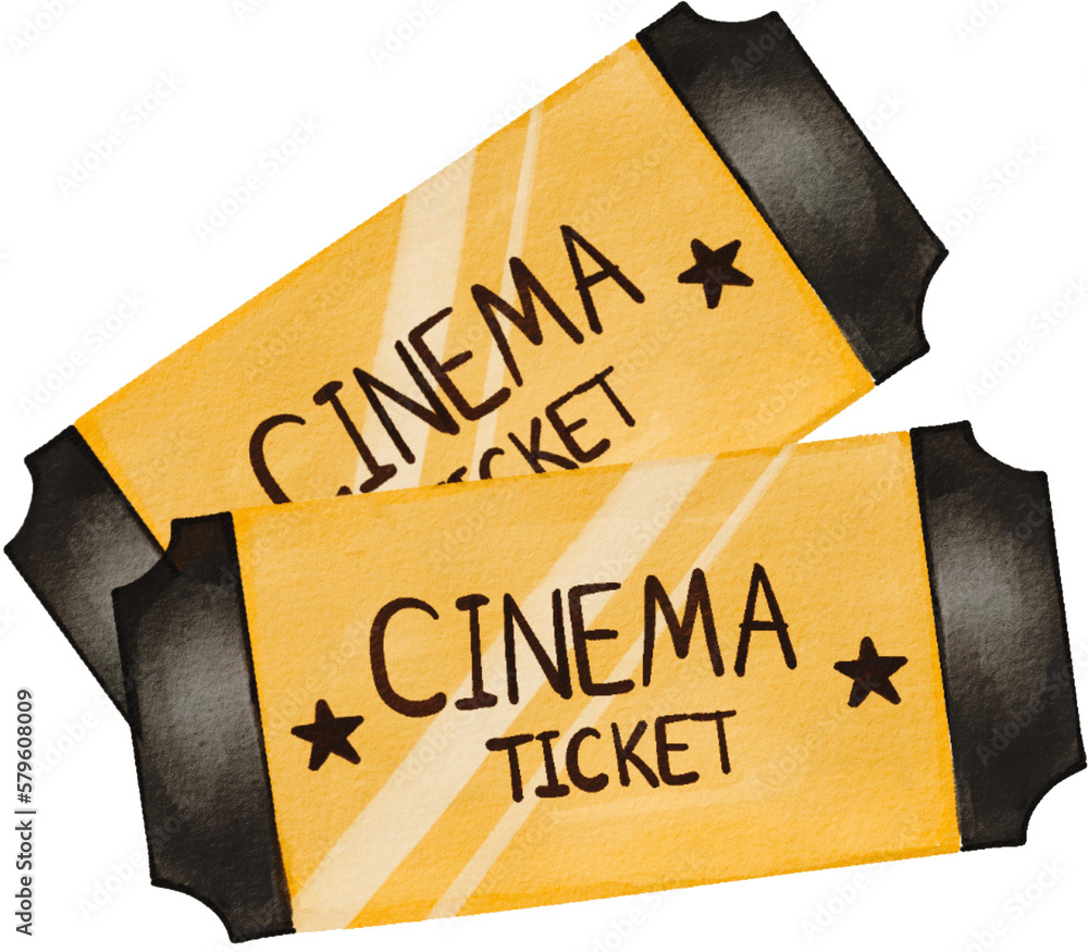 Cinema ticket watercolor png Illustration Stock | Adobe Stock