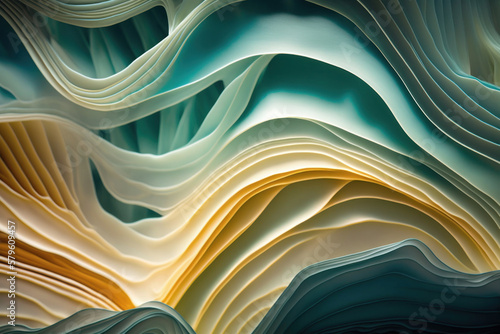 Translucent irregular wave abstract background, Generative AI © HiroSund