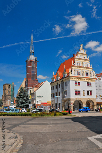 Building of city scales. Nysa, Opole Voivodeship, Poland.
