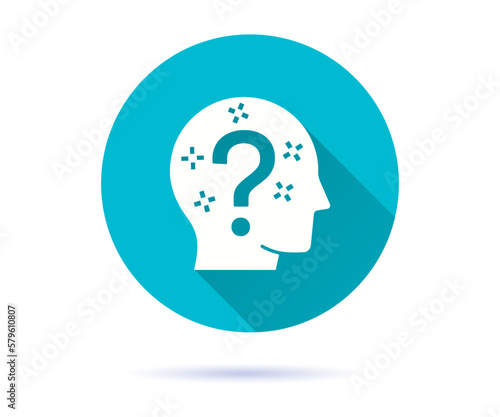 Memory impairment icon with long shadow for graphic and web design.