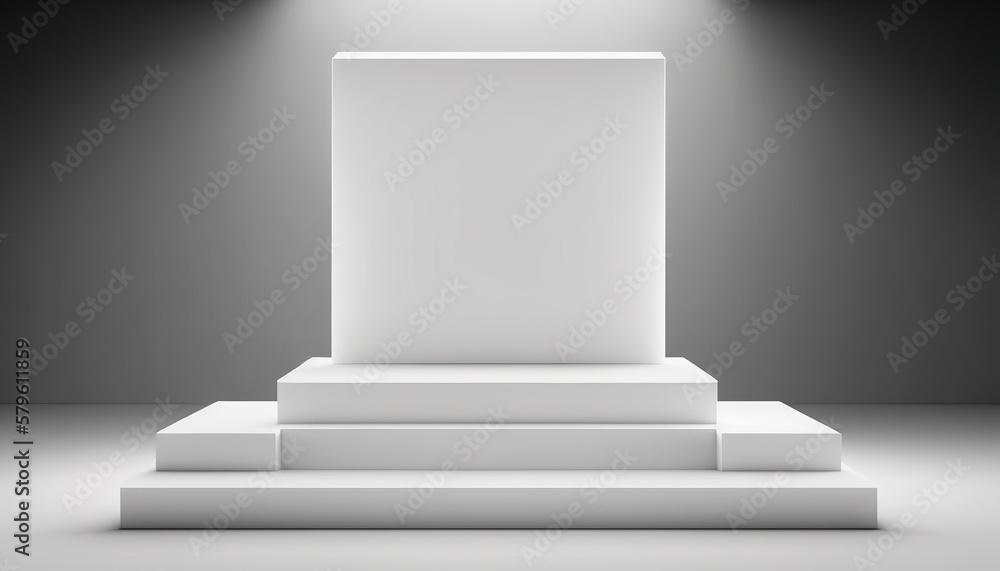 Realistic 3D white theme podium for product display. Created with Generative AI Technology Realistic 3D white theme podium for product display. Created with Generative AI Technology
