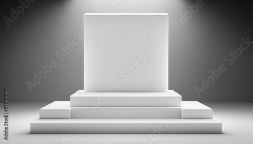 Realistic 3D white theme podium for product display. Created with Generative AI Technology