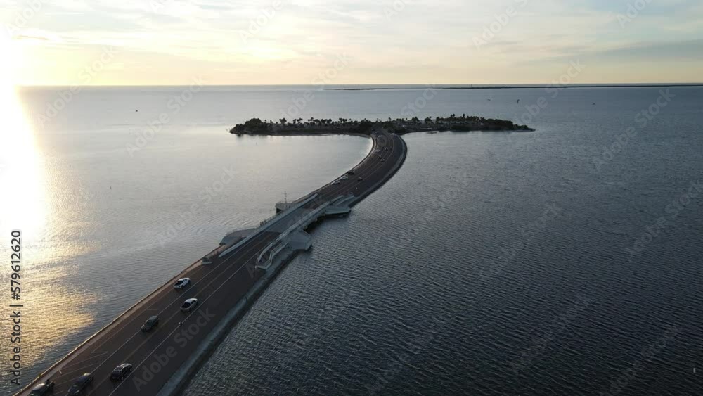 Drone shot of the Fred Howard Park during sunset. Drone shot of the Fred Howard Park during sunset.