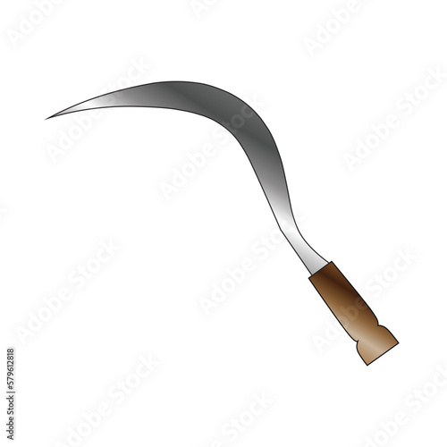 set of farmer scythe vector, isolated on white background. weapon, scythe, crescent, sickle, steel, farmer, tool, equipment, harvest, sticker, clipart, icon, logo, simple, cartoon, vector illustration