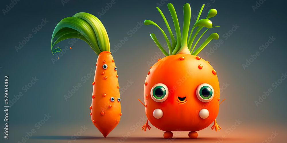 Naklejka premium Adorable Carrot Animated Character