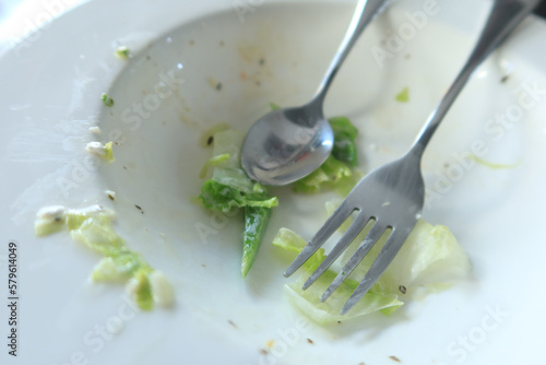 Empty plate after eating on table 