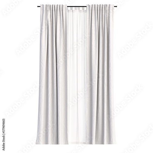 curtain isolated on white background, 3D illustration, cg render 