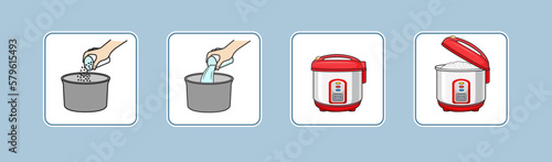 Instructions for cooking rice. Pro Vector