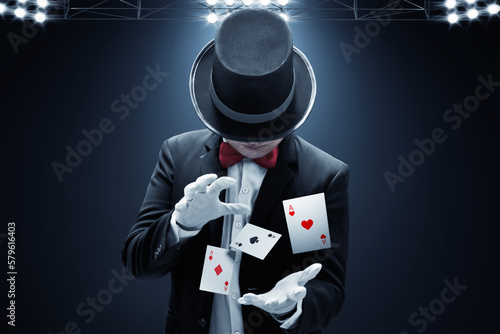 Magician hands showing magic trick