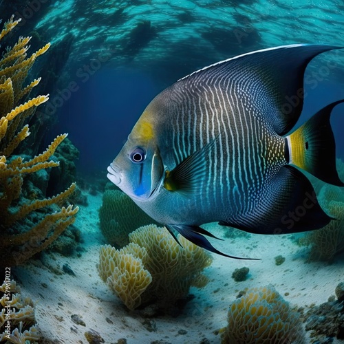 angel fish swimming under the caribbean sea GENERATIVE AI 