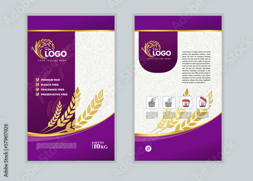 Template design label for rice packaging product. Label and packaging Vector design 