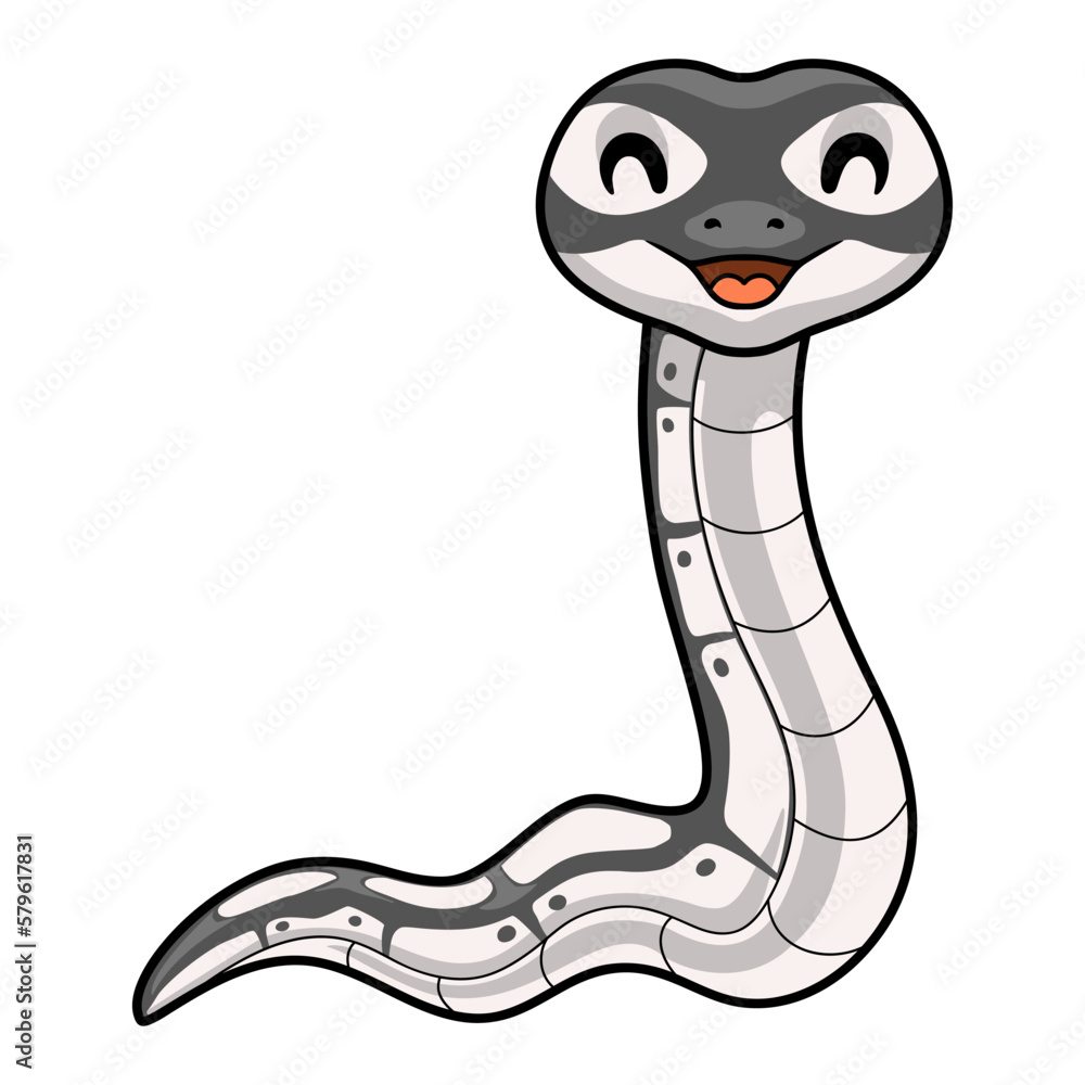 Fototapeta premium Cute axanthic ball python cartoon