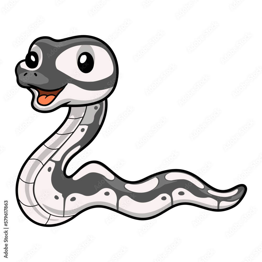 Fototapeta premium Cute axanthic ball python cartoon