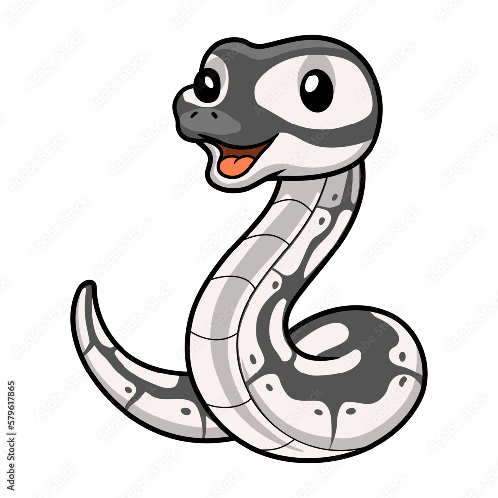 Fototapeta premium Cute axanthic ball python cartoon