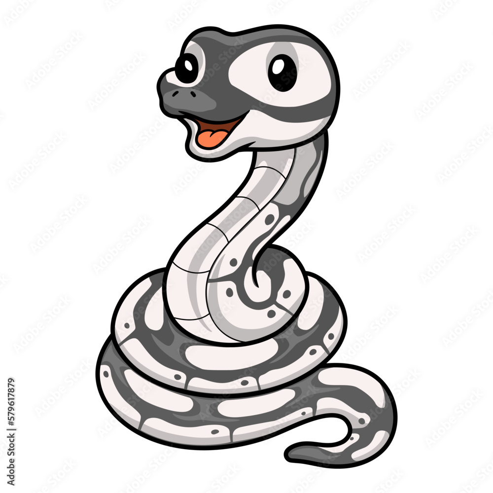 Fototapeta premium Cute axanthic ball python cartoon