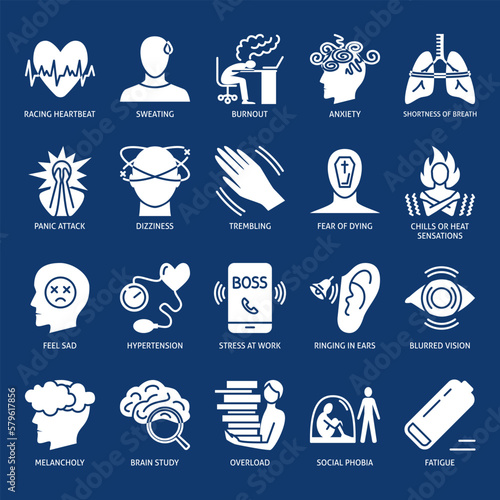 Stress and anxiety icon set