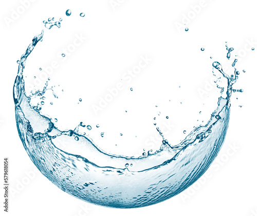 Water splash forming a cicle with water drops