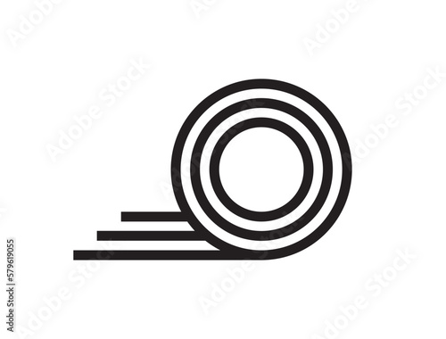 Roll wool logo icon vector or textile fabric string line abstract logotype graphic, pasta noodle clew twist idea symbol, circle round wheel moving stripe simple design, rope swirl geometric design