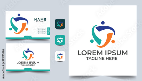 community, social network logo design with business card design 