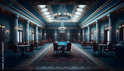 interior of a hotel with casino room