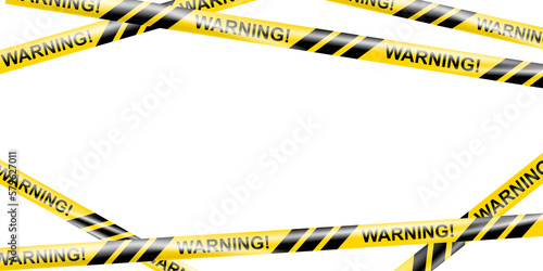 Realistic Warning danger tape. Crossing Warning ribbon of caution signs for construction area or crime scene in yellow. Police line and do not cross ribbon. Ribbons for accident, under construction
