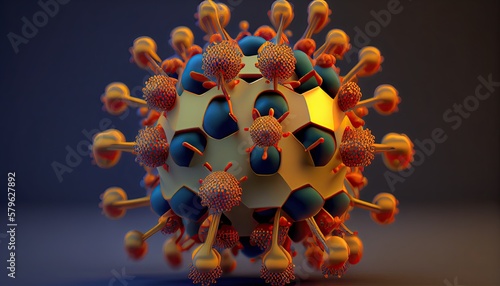 Virus molecule illustration, bacteria particle generative ai