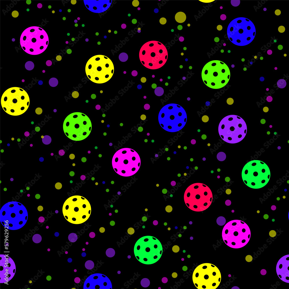 pickleball seamless pattern. pickleball balls on black background pickleball seamless pattern. pickleball balls on black background