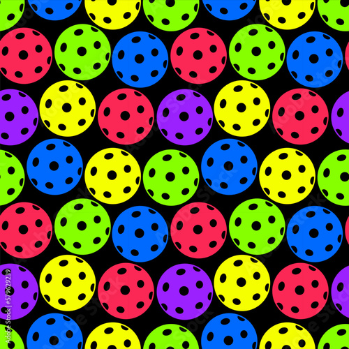 pickleball seamless pattern. pickleball balls on black background