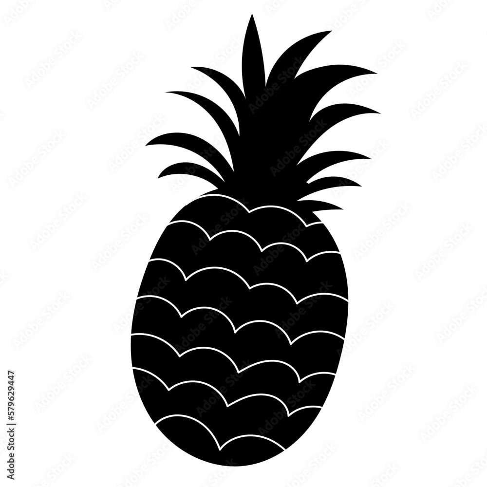 Obraz premium pineapple doodle silhouette isolated vector