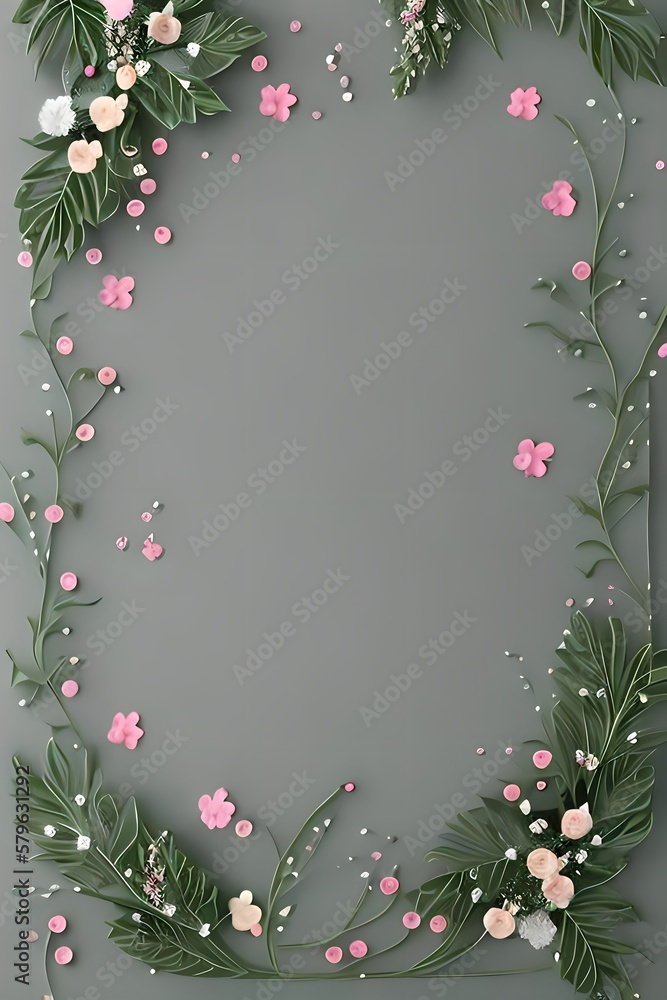 Colorful simple floral decoration, tiny flower illustration, background template, creative arrangement of nature and flowers. Good for banner, wedding card invitation draft, design element, and other.