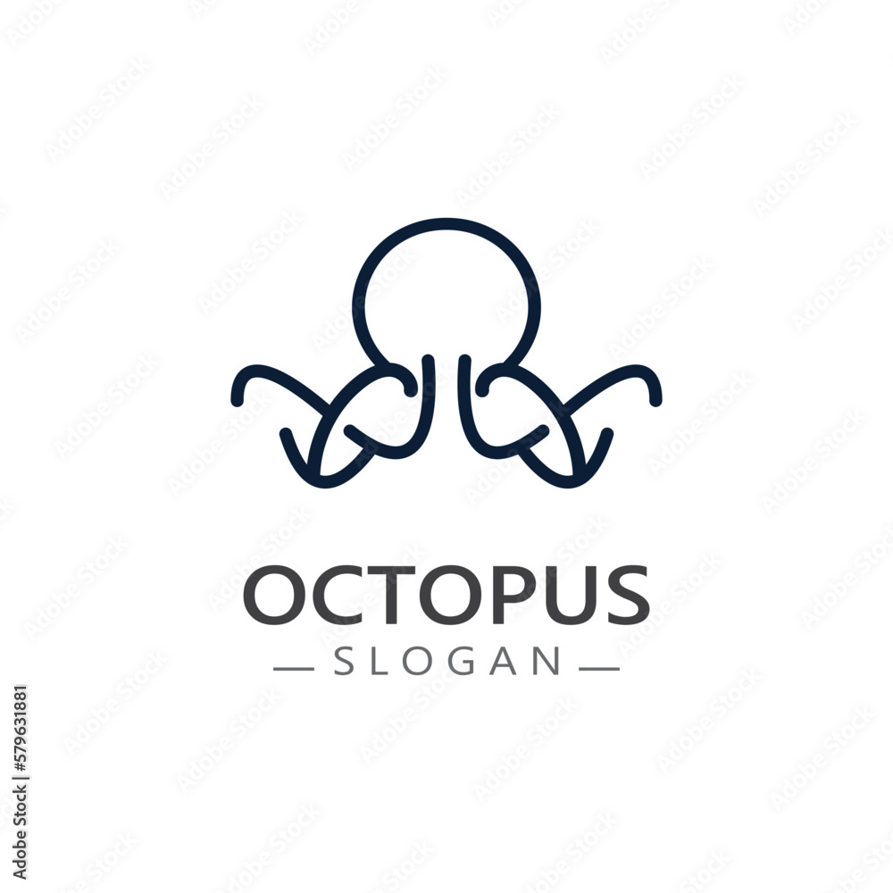 Octopus simple modern line art logo design template Octopus simple modern line art logo design template