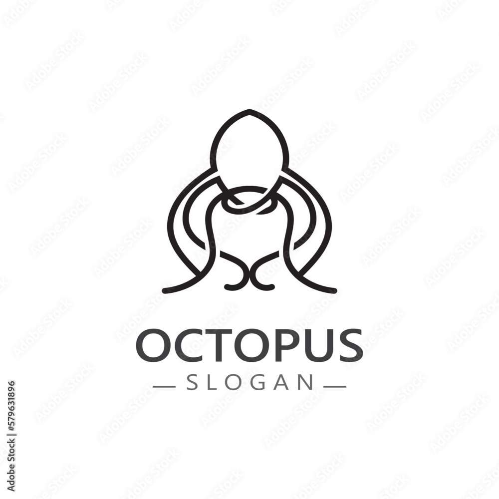 Octopus simple modern line art logo design template Octopus simple modern line art logo design template