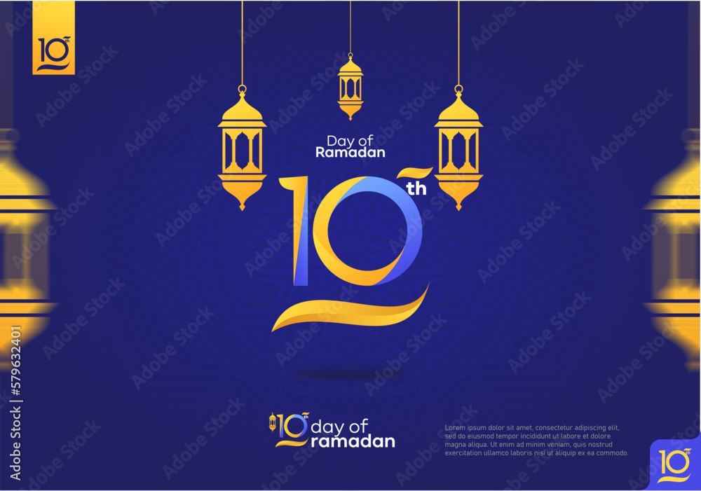 10th day of Ramadan icon and logotype.