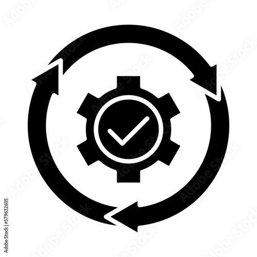Business icon logo with process icon. The process icon is depicted with interrelated rotations with the aim of getting results