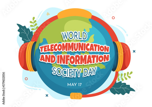 World Telecommunication and Information Society Day on May 17 Illustration with Communications Network Across Earth Globe in Hand Drawn Templates