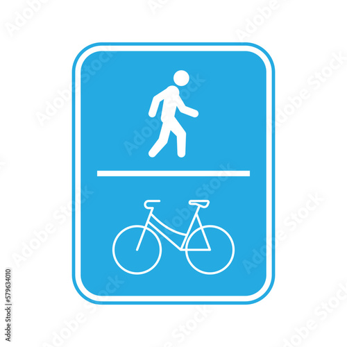Pedestrian and bicyclist traffic sign icon design, isolated on white background