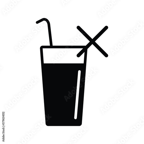No drink allowed. Straw and drink cup icon. 