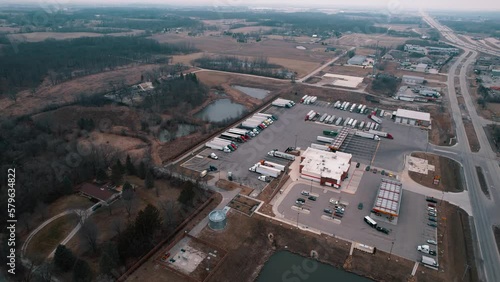 Loves truck stop. USA 4k Aerial March 2023 Wadsworth-Zion, IL photo