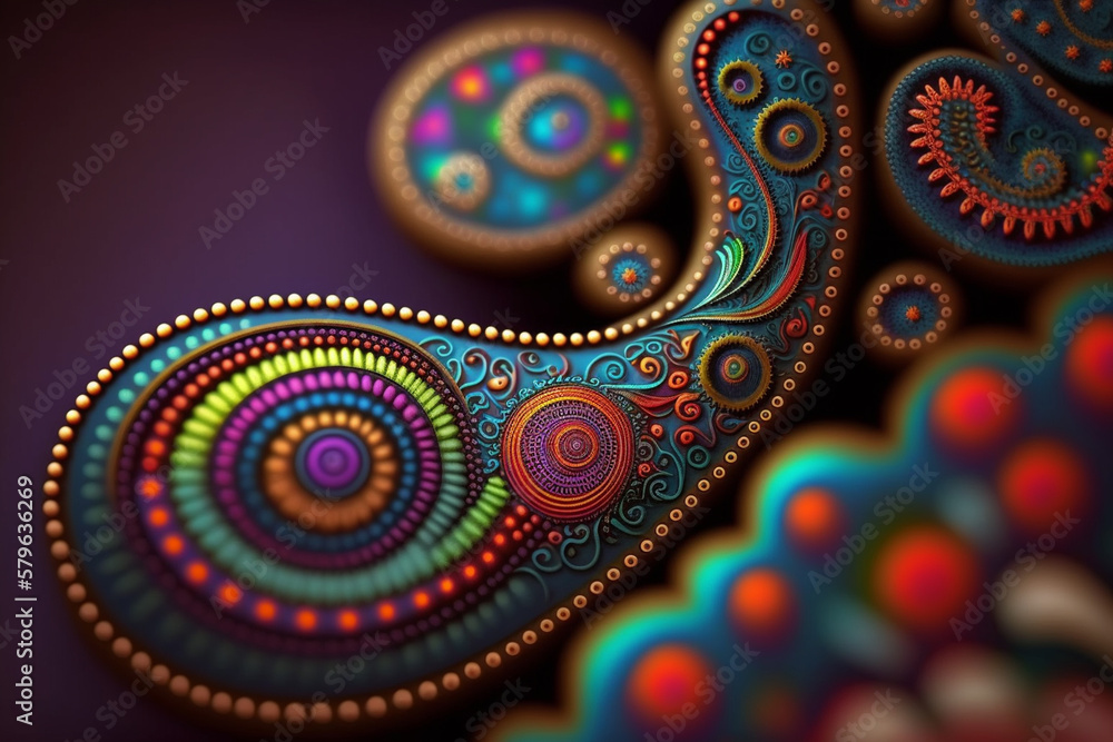 Hippie Paisley Pattern in Rainbow Colors Hippie Paisley Pattern in Rainbow Colors