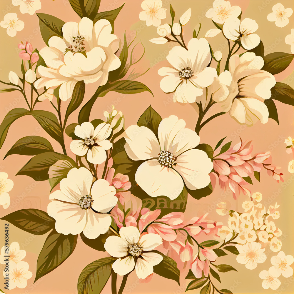 Camomile flowers seamless pattern. Floral template, watercolor illustration.