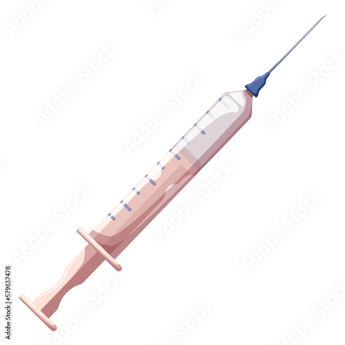 Syringe. Medicine, pharmacy and healthcare concept. Isolated vector illustration for flyer, poster, banner.