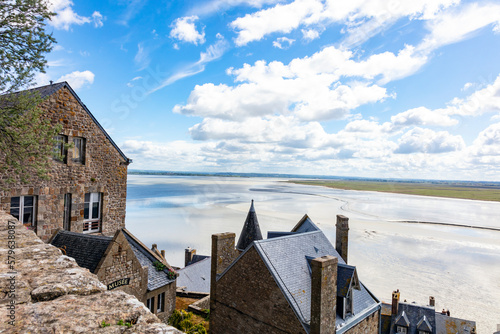 constructions in the area of cathedral Le Mont Saint-Michel in Normandy, France